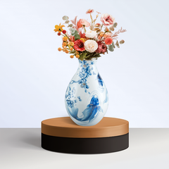 Bình hoa 29 cm - Cá Chép cobalt (Men Ngọc)