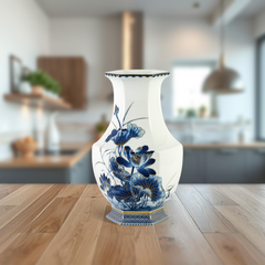 Bình hoa Lộc Phát 28 cm - Sen Vàng Nền Trắng