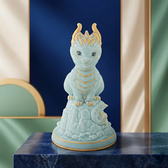 Tượng rồng Hảo Đức 23.9 cm - Men Ngọc Sương Mờ