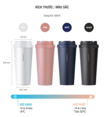 Bình Giữ Nhiệt LocknLock Energetic Tumbler 550ml - 4 màu (Đen, Xanh Navy, Hồng, Trắng) - LHC3249
