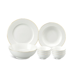 Bộ đồ ăn 09 sản phẩm - Jasmine - Viền Chỉ Vàng