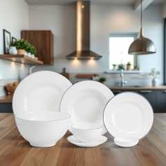 Bộ đồ ăn 6 người 25 sản phẩm - Camellia - Chỉ xanh dương