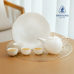 Bộ trà 0.3 L - Mẫu Đơn IFP - Viền Chỉ Vàng