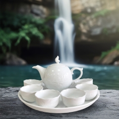 Bộ trà 0.3 L - Sen - Trắng