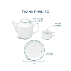 Bộ trà 0.7 L - Jasmine - Chỉ Xanh Lá