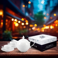 Bộ trà 0.7 L - Sen - Trắng