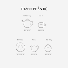 Bộ trà 1.1L - Camellia -  Viền chỉ vàng