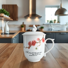 Ca trà 0.30 L + nắp (hoa) MAU DON Đào & LC3