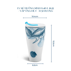 Ly sứ dưỡng sinh 0.48 L (K2) + nắp ống hút - Đại Dương