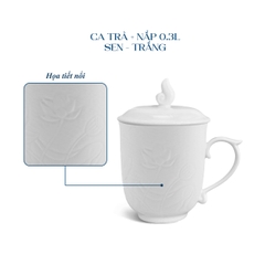 Ca trà 0.30 L + Nắp Sen - Trắng