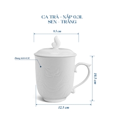 Ca trà 0.30 L + Nắp Sen - Trắng