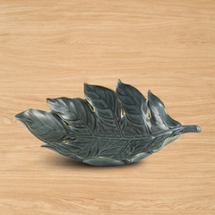 Dĩa trái cây Lá Sake 42.5cm (viền vàng) - Xanh ngọc bích Matte