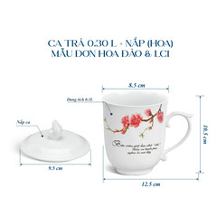 Ca trà 0.3L + nắp Mẫu đơn Đào & LC1