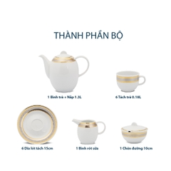 Bộ trà cao 1.3 L - Sago - Hoa Hồng