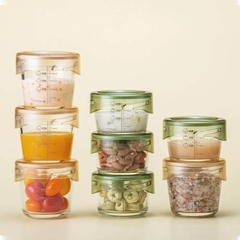 Hộp Thủy Tinh Đựng Thức Ăn Cho Bé 280 ml×3 – Màu Ngà – LLG542S3IVY