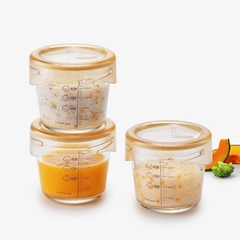 Hộp Thủy Tinh Đựng Thức Ăn Cho Bé 280 ml×3 – Màu Ngà – LLG542S3IVY