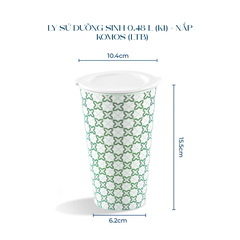 Ly sứ dưỡng sinh 0.48 L (K1) + nắp Dưỡng Sinh Komos (LTB)
