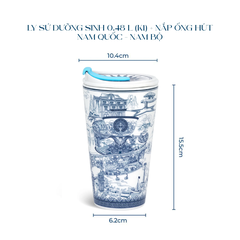 Ly sứ dưỡng sinh 0.48 L (K1) + nắp ống hút - Dưỡng Sinh - Nam Quốc - Nam Bộ