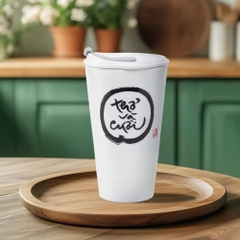 Ly sứ dưỡng sinh 0.48 L (K1) + nắp ống hút - Dưỡng Sinh - Trắng - C5