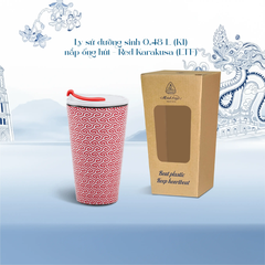 Ly sứ dưỡng sinh 0.48 L (K1) + nắp ống hút - Red Karakusa (LTF)