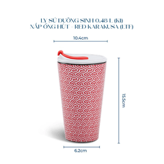 Ly sứ dưỡng sinh 0.48 L (K1) + nắp ống hút - Red Karakusa (LTF)
