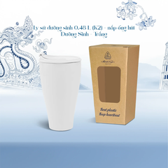 Ly sứ dưỡng sinh 0.48 L (K2) + nắp ống hút - Dưỡng Sinh - Trắng
