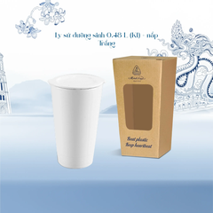 Ly sứ dưỡng sinh 0.48L (K1) + nắp Dưỡng Sinh Trắng