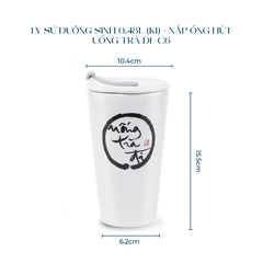 Ly sứ dưỡng sinh 0.48 L (K1) + nắp ống hút