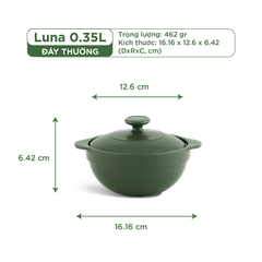 Nồi dưỡng sinh Luna 0.35L + nắp - Healthycook - Xanh Rêu