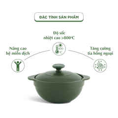 Nồi dưỡng sinh Luna 0.35L + nắp - Healthycook - Xanh Rêu