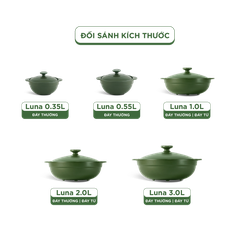 Nồi dưỡng sinh Luna 0.35L + nắp - Healthycook - Xanh Rêu