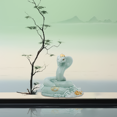 Tượng Rắn Thanh Xà 17cm - Men Ngọc (Bóng)