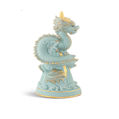 Tượng rồng Long Phù Đại Khánh 23.9 cm - Men Ngọc Sương Mờ