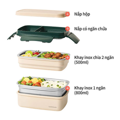 Hộp Cơm Inox 2 Tầng Chia Ngăn LocknLock 1.6L - LCB500
