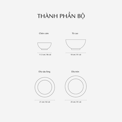 Bộ đồ ăn 10 sản phẩm - Jasmine - Cá Cơm Sương Mờ