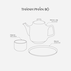 Bộ trà 0.3 L - Sen - Trắng