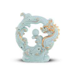 Tượng rồng Khải Đức 23.9 cm - Men Ngọc Sương Mờ