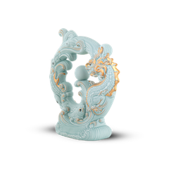 Tượng rồng Khải Đức 23.9 cm - Men Ngọc Sương Mờ