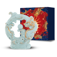 Tượng rồng Khải Đức 23.9 cm - Men Ngọc Sương Mờ