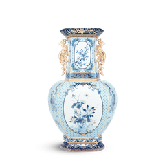 Bình hoa lục giác 45 cm (quai rồng) - Thịnh Vượng (xanh dương)