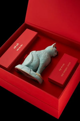Tượng Mèo Ngũ Phúc 31.1 cm - Men Ngọc Sương Mờ