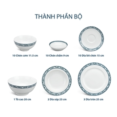 Bộ đồ ăn 36 sản phẩm - Jasmine - Chim Lạc