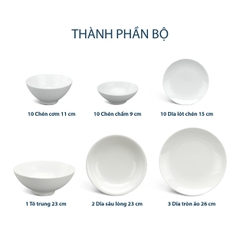 Bộ đồ ăn 36 sản phẩm - Daisy - Trắng