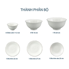 Bộ đồ ăn 14 sản phẩm - SEN IFP - Chỉ Bạch Kim
