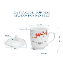 Ca trà 0.30 L + nắp (hoa) Mẫu Đơn - Đào & LC3