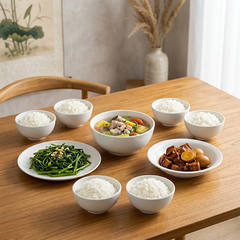 Bộ đồ ăn 09 sản phẩm - Timeless - Trắng