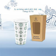 Ly sứ dưỡng sinh 0.48 L (K1) + nắp Dưỡng sinh Vintage (LTN)
