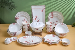 SÉT BÁT ĐĨA VUỐT HÀNG VẼ TAY HOA ĐÀO