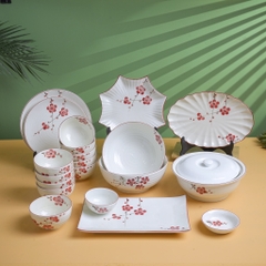 SÉT BÁT ĐĨA VUỐT HÀNG VẼ TAY HOA ĐÀO