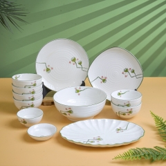 SÉT BÁT ĐĨA VUỐT HÀNG VẼ TAY ĐÀI SEN